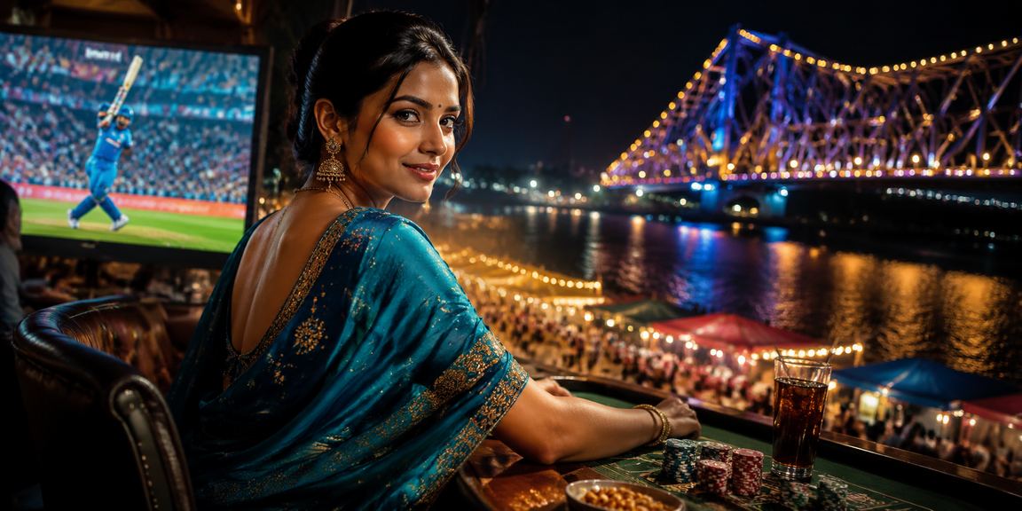 Kolkata cricket betting with Howrah Bridge view